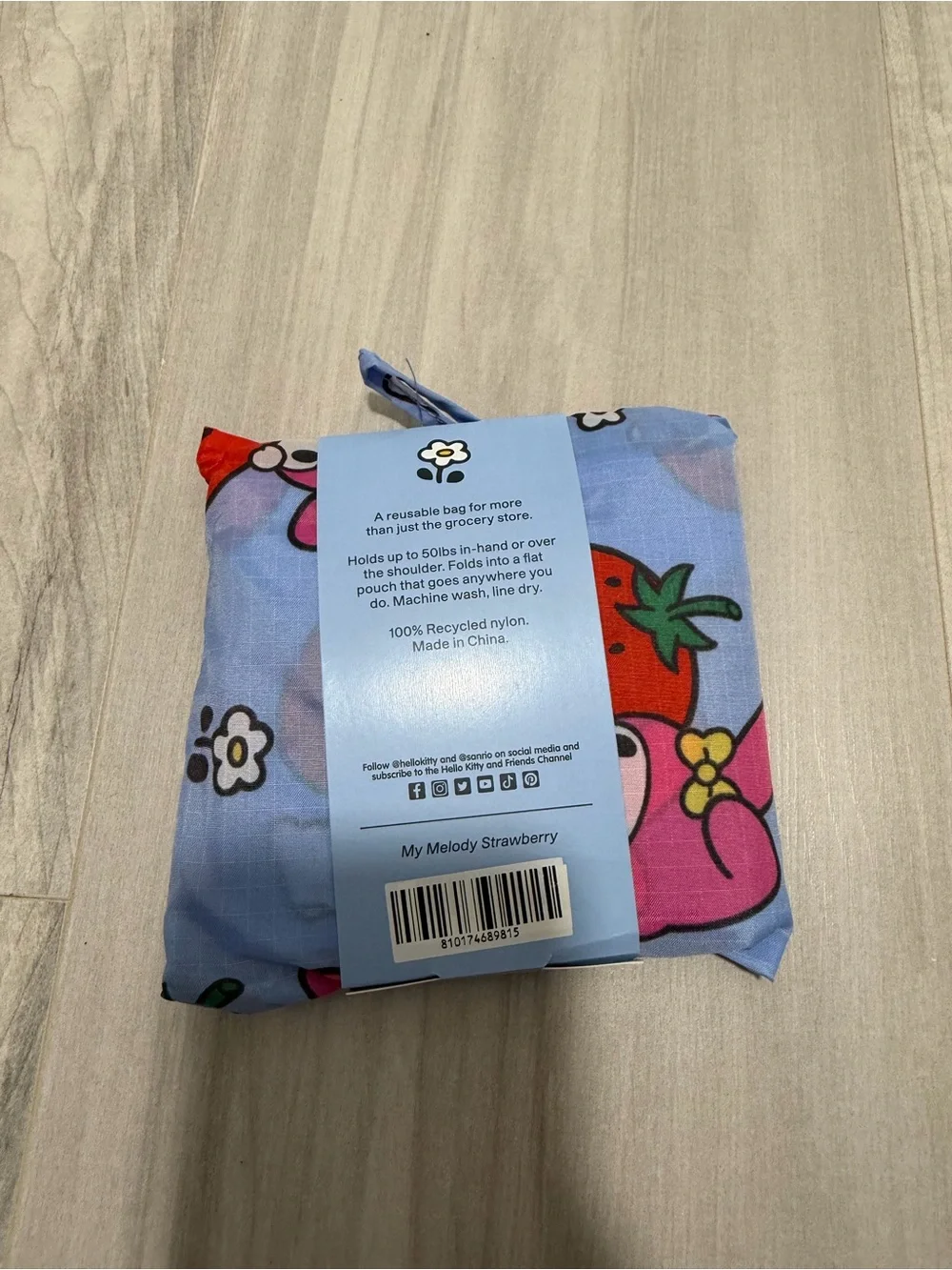 BAGGU My Melody Blue Strawberry Print Standard Baggu